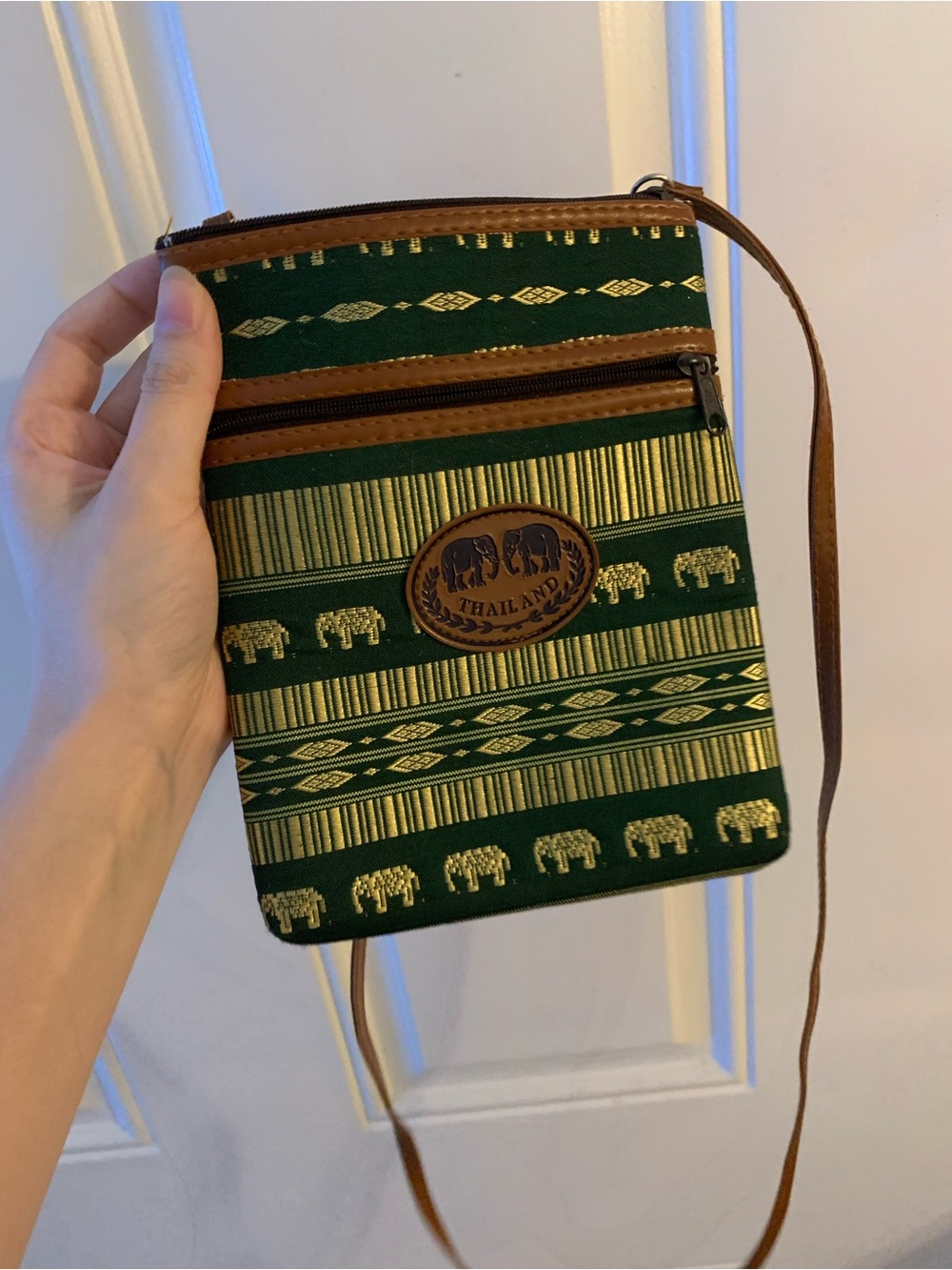 Mini Cross Body Bag Elephant Travel Pouch Passport Cellphone Holder Thailand